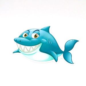 Great White Shark Tropical Ocean Water Fish Cartoon Style Single Decor Sticker